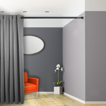 Central Design 0.75 in. Round Spring Tension Rod for 48 to 84 in. Windows, Black SPT075-48-2